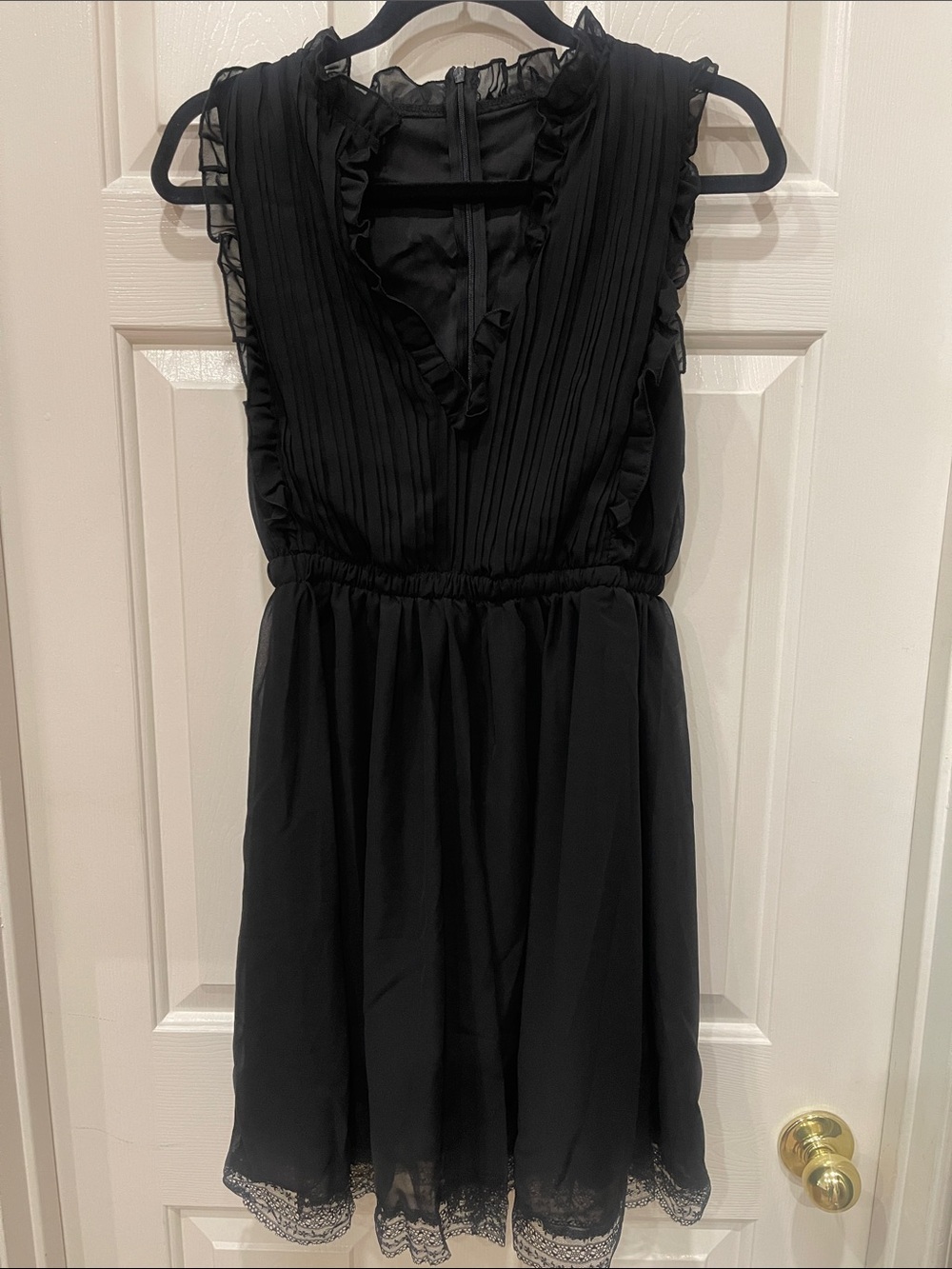 Black Ruffled V-Neck Women's Romper S:M